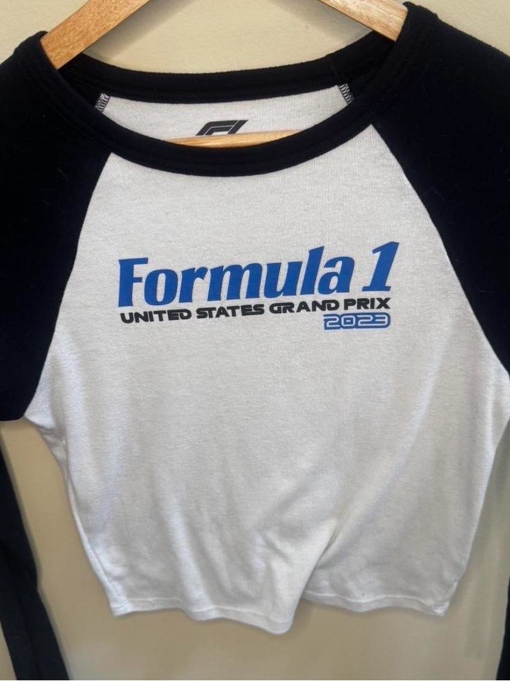 PacSun White Tee with Black Trim and F1 Logo